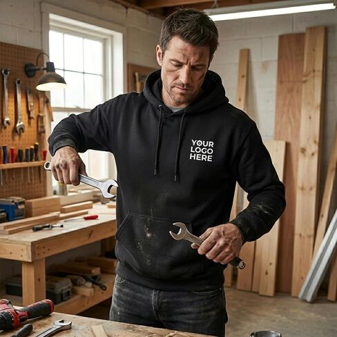 Custom Hoodie for Men Women Kids, Personalized Hoodie with Your Logo, Custom Hooded Sweatshirt Front, Back & Sleeves Workwear in Kuwait