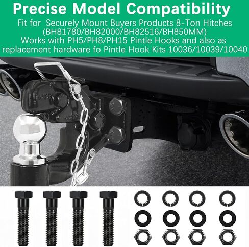 4-Pack Pintle Hook/Combination Hitch Mounting Kit 2" x 1/2" Grade 8 Bolts. The Product Also Includes Hexagon Nuts, Heavy Lock washers and Flat washers. in Kuwait