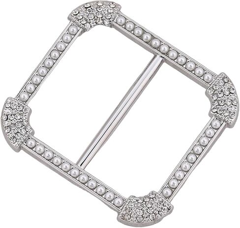 CZ Silk Scarf Square Ring Clip Pin for Women Fashion Crystal Shell Pearls Embellished Shirt Ties Clips Chic Waist Clothes Corner Slide Clasp Pin Dress Accessories Jewelry in Saudi Arabia