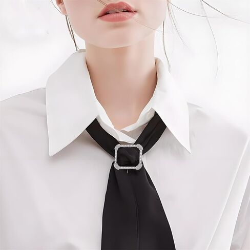 CZ Silk Scarf Square Ring Clip Pin for Women Fashion Crystal Shell Pearls Embellished Shirt Ties Clips Chic Waist Clothes Corner Slide Clasp Pin Dress Accessories Jewelry in Saudi Arabia