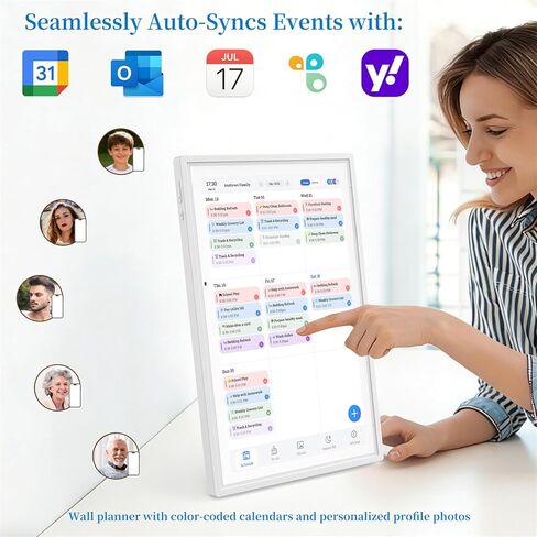 15.6 Inch Digital Calendar Wall Planner Full HD Smart Touchscreen Family Planner with Chore Chart, Meal Planner, Digital Photo Frame, Electronic Calendar Wall & Desk Mountable Gifts for Mom Dad, White in Kuwait