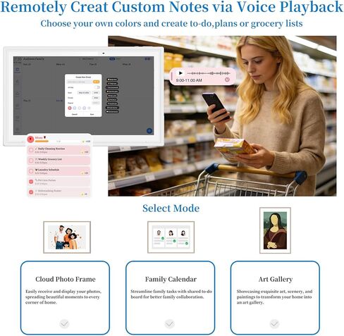 15.6 Inch Digital Calendar Wall Planner Full HD Smart Touchscreen Family Planner with Chore Chart, Meal Planner, Digital Photo Frame, Electronic Calendar Wall & Desk Mountable Gifts for Mom Dad, White in Kuwait