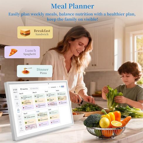 15.6 Inch Digital Calendar Wall Planner Full HD Smart Touchscreen Family Planner with Chore Chart, Meal Planner, Digital Photo Frame, Electronic Calendar Wall & Desk Mountable Gifts for Mom Dad, White in Kuwait