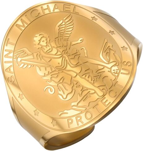 TEAMER Adjustable Saint Michael Ring Stainless Steel St. Michael Ring The Great Protector Archangel Amulet Religious Jewelry For Women in Saudi Arabia