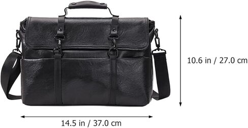 Pu Leather Laptop Briefcase 14 Inch Business Crossbody Portfolio Shoulder Bag for Men Work Travel Black in Saudi Arabia