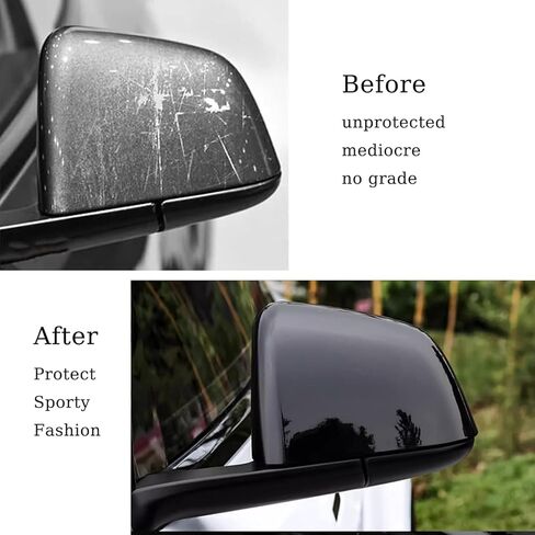 Side Mirror Cover 2Pcs For Tesla Model S 2016 2017 2018 2019 2020 ABS Rear Side Mirror Caps Guard (Glossy Black) in Kuwait
