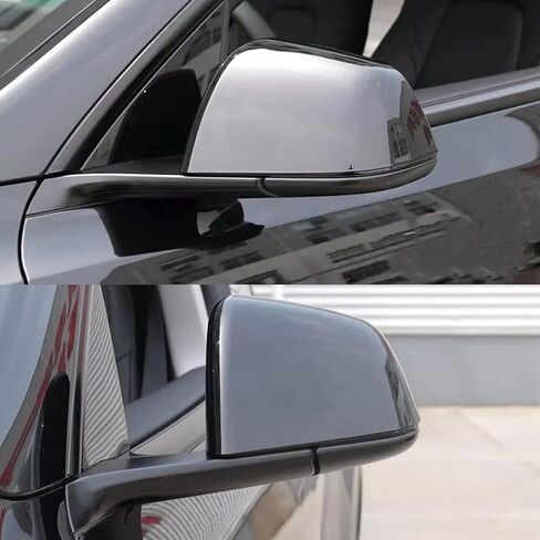 Side Mirror Cover 2Pcs For Tesla Model S 2016 2017 2018 2019 2020 ABS Rear Side Mirror Caps Guard (Glossy Black) in Kuwait