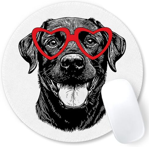 Funny Black Labrador Mouse Pad, Trendy Heart Sunglasses Dog Mousepad Mouse Mat with Non-Slip Rubber Base for Home Office Desk Accessories, Gifts for Labrador Dog Lovers, 7.9x7.9 Inch in Kuwait