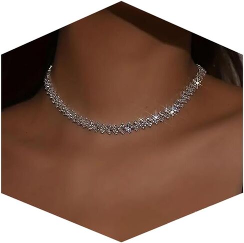 قلادات تنس فضية من حجر الراين للنساء، قلادة أنيقة قابلة للتعديل بطبقات من حبل ملتوي مكعب من الزركون الماسي على شكل فراشة، هدايا مجوهرات على شكل قلب مثلجة (حجر الراين الفضي) in Kuwait