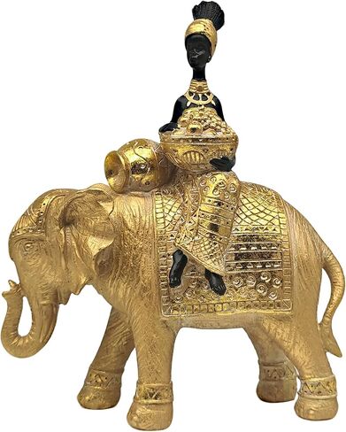 Lucky Elephant Statue ofr Home Decor,11" African Women and Elephant Sculpture Set - Decoration Figurine for Living Room,Table Centerpiece Shelf and Office in Saudi Arabia