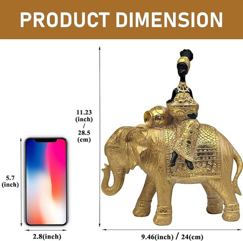 Lucky Elephant Statue ofr Home Decor,11" African Women and Elephant Sculpture Set - Decoration Figurine for Living Room,Table Centerpiece Shelf and Office in Saudi Arabia