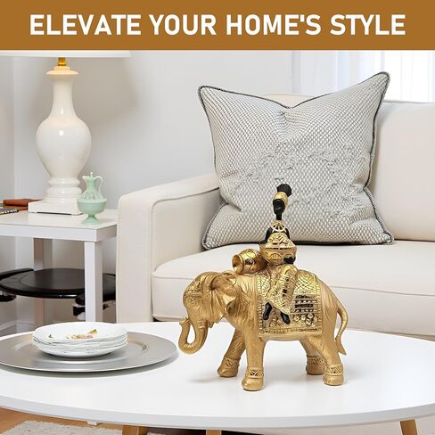 Lucky Elephant Statue ofr Home Decor,11" African Women and Elephant Sculpture Set - Decoration Figurine for Living Room,Table Centerpiece Shelf and Office in Saudi Arabia