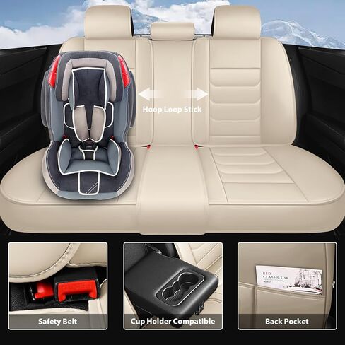 مناسب لأغطية مقاعد Lexus RX350 2010-2025 المخصصة، أغطية مقاعد السيارة من جلد البولي يوريثان، حماية التغطية الكاملة، واقيات مقاعد مبطنة سميكة (مجموعة كاملة قياسية / بيج) in Kuwait