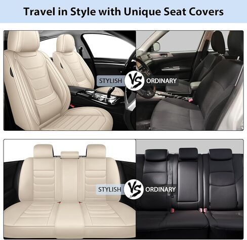مناسب لأغطية مقاعد Lexus RX350 2010-2025 المخصصة، أغطية مقاعد السيارة من جلد البولي يوريثان، حماية التغطية الكاملة، واقيات مقاعد مبطنة سميكة (مجموعة كاملة قياسية / بيج) in Kuwait