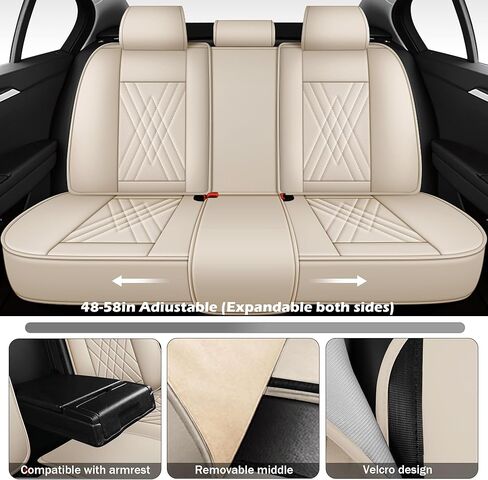 أغطية مقاعد السيارة لسيارة MINI Countryman 2013-2026، مجموعة مكونة من 5 قطع من واقيات المقاعد المصنوعة من جلد نابا غير قابلة للانزلاق، مجموعة أغطية مقاعد قابلة للتنفس. (قياسي 5 مقاعد، بيج) in Kuwait