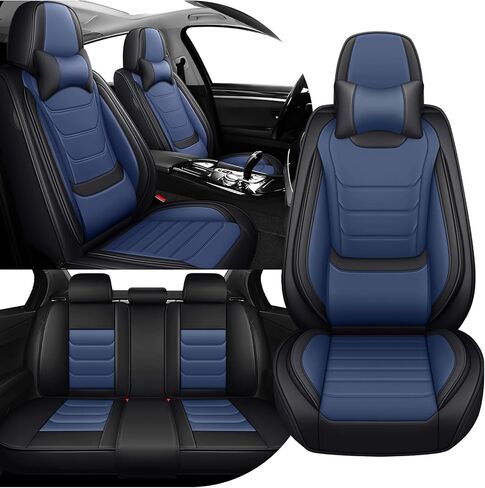 مجموعة غطاء مقعد السيارة الكاملة لأغطية مقاعد هوندا فيت 2007-2020، أغطية مقاعد جلدية نابا مقاومة للماء للسيارات، متوافقة مع الوسائد الهوائية، أغطية مقاعد السيارات العالمية (5 مقاعد قياسية / أسود) in Kuwait