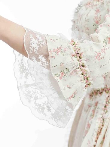 miccostumes Women's Costume Marie Antoinette Cosplay Floral Top Skirt Set Rococo Victorian Ball Gown in Saudi Arabia