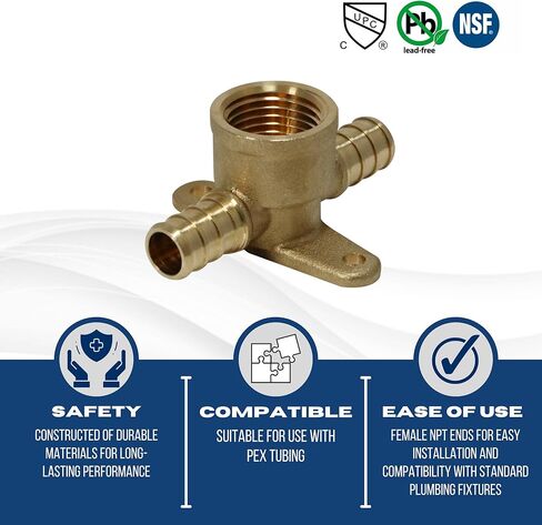 10 Pieces 1/2" Pex x 1/2" Pex x 1/2" Female Tee, Brass, Crimp Pex B Fittings in Kuwait