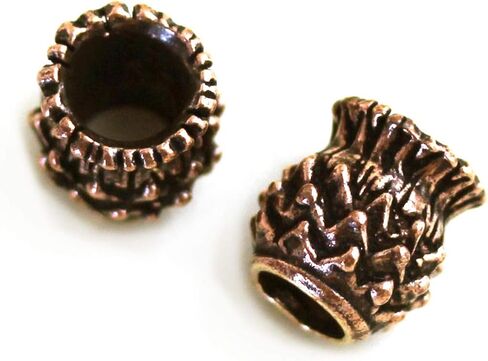 LynnAround Bronze Norse Scottish Thistle Cirsium Flower Beard Beads Rings, Dwarven Dreadlock Pirate Medieval Hair Beads, Pagan Charm Jewelry in Saudi Arabia