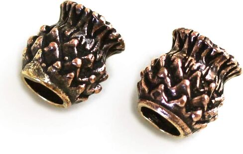 LynnAround Bronze Norse Scottish Thistle Cirsium Flower Beard Beads Rings, Dwarven Dreadlock Pirate Medieval Hair Beads, Pagan Charm Jewelry in Saudi Arabia