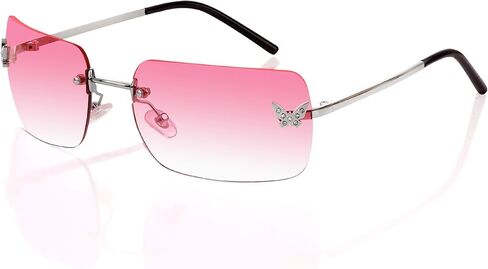 Y2k Sunglasses for Women Rimless Rectangle Sunglasses for Trendy Retro 2000s Clothing for Womens Fashion Accessories in Saudi Arabia