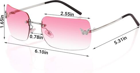 Y2k Sunglasses for Women Rimless Rectangle Sunglasses for Trendy Retro 2000s Clothing for Womens Fashion Accessories in Saudi Arabia