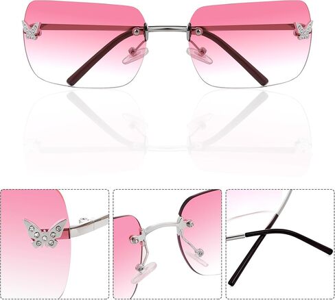 Y2k Sunglasses for Women Rimless Rectangle Sunglasses for Trendy Retro 2000s Clothing for Womens Fashion Accessories in Saudi Arabia