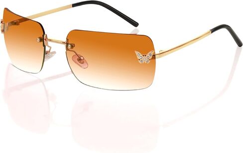 Y2k Sunglasses for Women Rimless Rectangle Sunglasses for Trendy Retro 2000s Clothing for Womens Fashion Accessories in Saudi Arabia