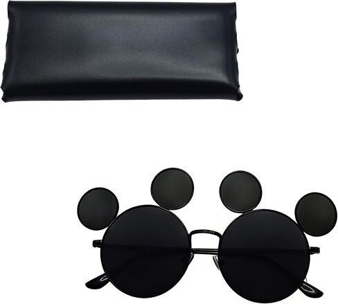 Mouse Ear Sunglasses for Women Men with Case for Theme Park Sunglasses Lightweight Mouse Ear UV Protection Glasses in Saudi Arabia