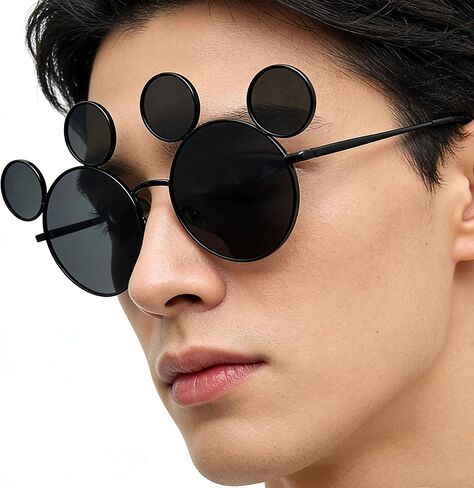 Mouse Ear Sunglasses for Women Men with Case for Theme Park Sunglasses Lightweight Mouse Ear UV Protection Glasses in Saudi Arabia