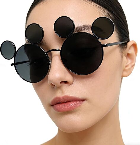 Mouse Ear Sunglasses for Women Men with Case for Theme Park Sunglasses Lightweight Mouse Ear UV Protection Glasses in Saudi Arabia