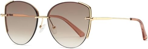 Trendy Sunglasses Mens Womens Oversized Metal Frame Semi-Rimless Sun Glasses in Saudi Arabia