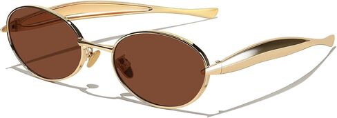 نظارة شمسية كلاسيكية بيضاوية للنساء والرجال، 2025 ذهبي معدني من السبعينيات، نظارات شمسية عصرية من التسعينيات in Kuwait