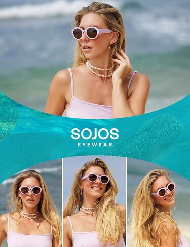 SOJOS Ocean Collection Round Sunglasses Recycled Fishing Net Frame Eco-Friendly UV400 Polarized Lenses, Indian Ocean in Saudi Arabia