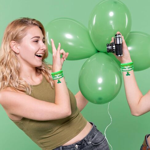 MOSOTECH أساور عيد القديس باتريك للنساء والرجال، سوار لاكي ليف شامروك سحر قابل للتكديس، سوار عطلة أيرلندي مطرز باللون الأخضر البرسيم، إكسسوارات يوم القديس باتريك ملابس هدايا مجوهرات in Kuwait