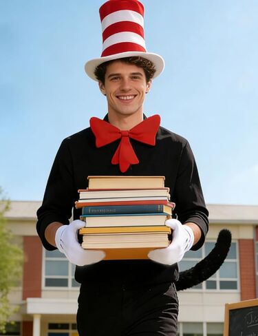 Funny World 4 Pcs Red White Striped Stovepipe Hat Costume Accessories Set for Adult in Saudi Arabia