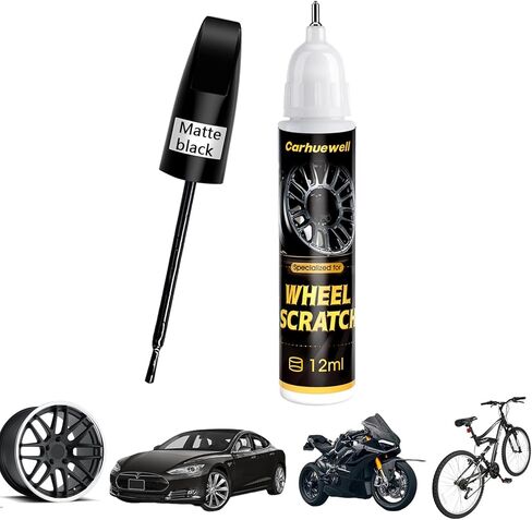 طلاء أسود غير لامع، قلم طلاء لإصلاح خدوش عجلة السيارة، لون دقيق سهل الاستخدام (أسود غير لامع) in Kuwait