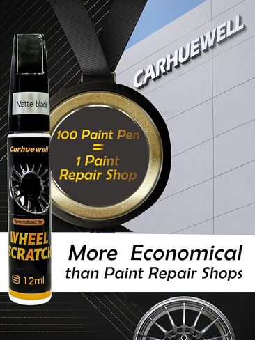 طلاء أسود غير لامع، قلم طلاء لإصلاح خدوش عجلة السيارة، لون دقيق سهل الاستخدام (أسود غير لامع) in Kuwait