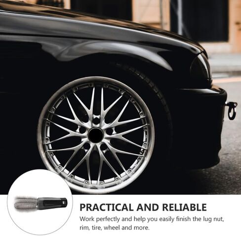 Car Lug Nut Brush for Wheel and Rim Detailing - Flexible Hub Screw Cleaning Tool, Soft Sponge Tire Brush for Automotive Bolts, Car Washing Supplies for SUV, Truck, RV in Kuwait