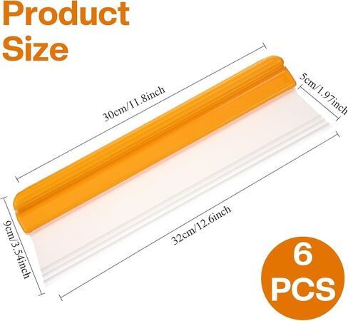 Car Squeegee, 6 Pack 12 inch Flexible Car Water Scraper Tool Silicone Window Squeegee for Cars Or Home Use, Washing & Wiping Glass, Mirror & Shower Doors, Yellow in Kuwait