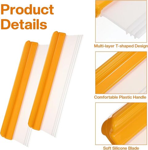 Car Squeegee, 6 Pack 12 inch Flexible Car Water Scraper Tool Silicone Window Squeegee for Cars Or Home Use, Washing & Wiping Glass, Mirror & Shower Doors, Yellow in Kuwait