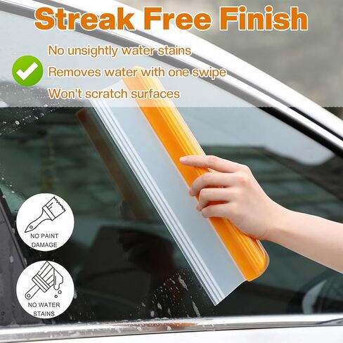 Car Squeegee, 6 Pack 12 inch Flexible Car Water Scraper Tool Silicone Window Squeegee for Cars Or Home Use, Washing & Wiping Glass, Mirror & Shower Doors, Yellow in Kuwait