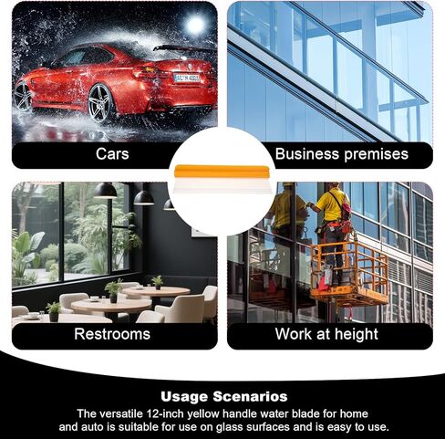 Car Squeegee, 6 Pack 12 inch Flexible Car Water Scraper Tool Silicone Window Squeegee for Cars Or Home Use, Washing & Wiping Glass, Mirror & Shower Doors, Yellow in Kuwait