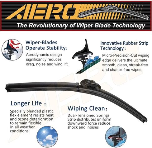 AERO Avenger 26"+15" Premium All-Season Windshield Wiper Blades OEM Replacement for Chevrolet Chevy Sonic 2020-2012 (Set of 2) in Kuwait