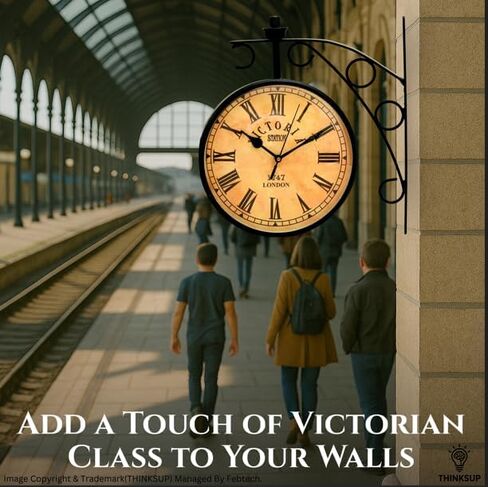 11-Inch Vintage Double-Sided Wall Clock – Classic Railway Station Style, 1747 London Roman Numeral Design, Retro Metal Frame for Indoor & Outdoor Home Décor in Saudi Arabia