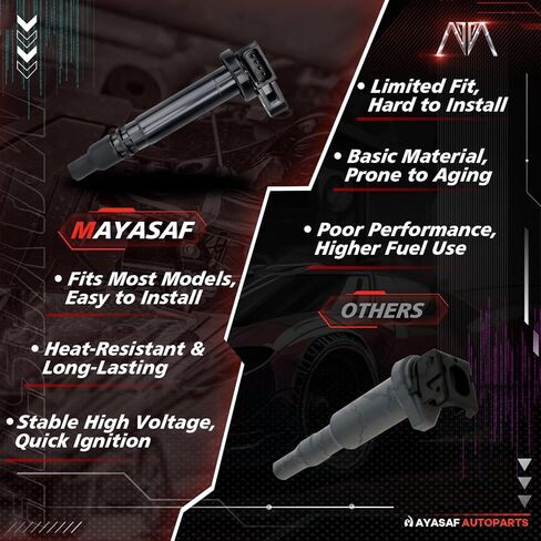 MAYASAF UF323 [عبوة من 4] ملف إشعال بديل لسيارة Toyota 2000 2001 2002 2003 2004 Tacoma 2.4L/ 2.7L Engine (2RZFE أو 3RZF) C1305 90919-0223 (4 عبوات) in Saudi Arabia