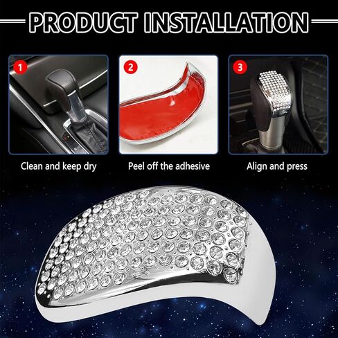 ملصقات بغطاء ذراع ناقل الحركة من Bling Gear متوافقة مع H0nda Accord 2018-2021 الجيل العاشر EX EX-L LX، ملحقات الديكور الداخلي الأنيقة الكريستالية، زخرفة زخرفية فضية لطيفة in Saudi Arabia