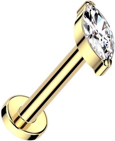 Pierced Owl 16GA ASTM F-136 Implant Grade Titanium Threadless Push-in CZ Crystal Marquise Flat Back Stud in Kuwait