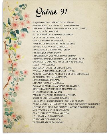 Salmo 91 - Póster Vintage de Arte Cristiano, Inspirador Versículo Bíblico para Decoración del Hogar, Oficina, Iglesia, Sala de Estar, Dormitorio, Póster Rústico sin Marco - 11x14" in Kuwait