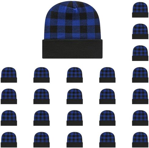 Cap America RKP12 Classic Plaid Pattern Acrylic Blend Made in USA Winter Knit Cap with Cuff | Bulkpack Available in Saudi Arabia